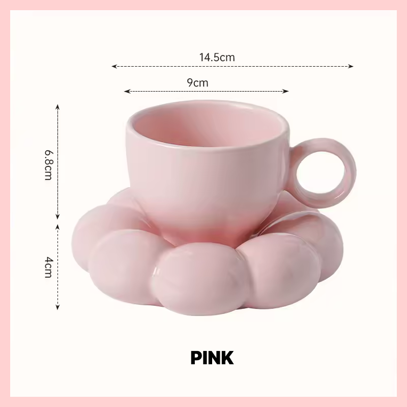 Sunflower Ceramic Coffee Mug Set - Modern Macaroon Series with Saucer, Pearl White, Durable and Stylish for Home & Office