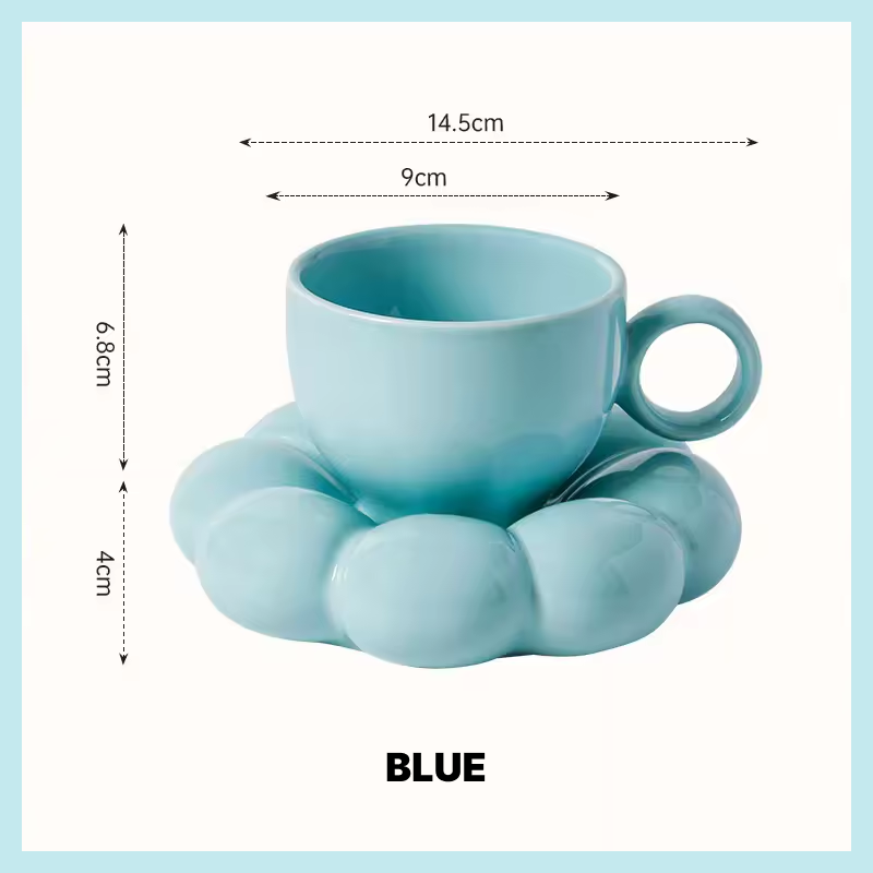 Sunflower Ceramic Coffee Mug Set - Modern Macaroon Series with Saucer, Pearl White, Durable and Stylish for Home & Office