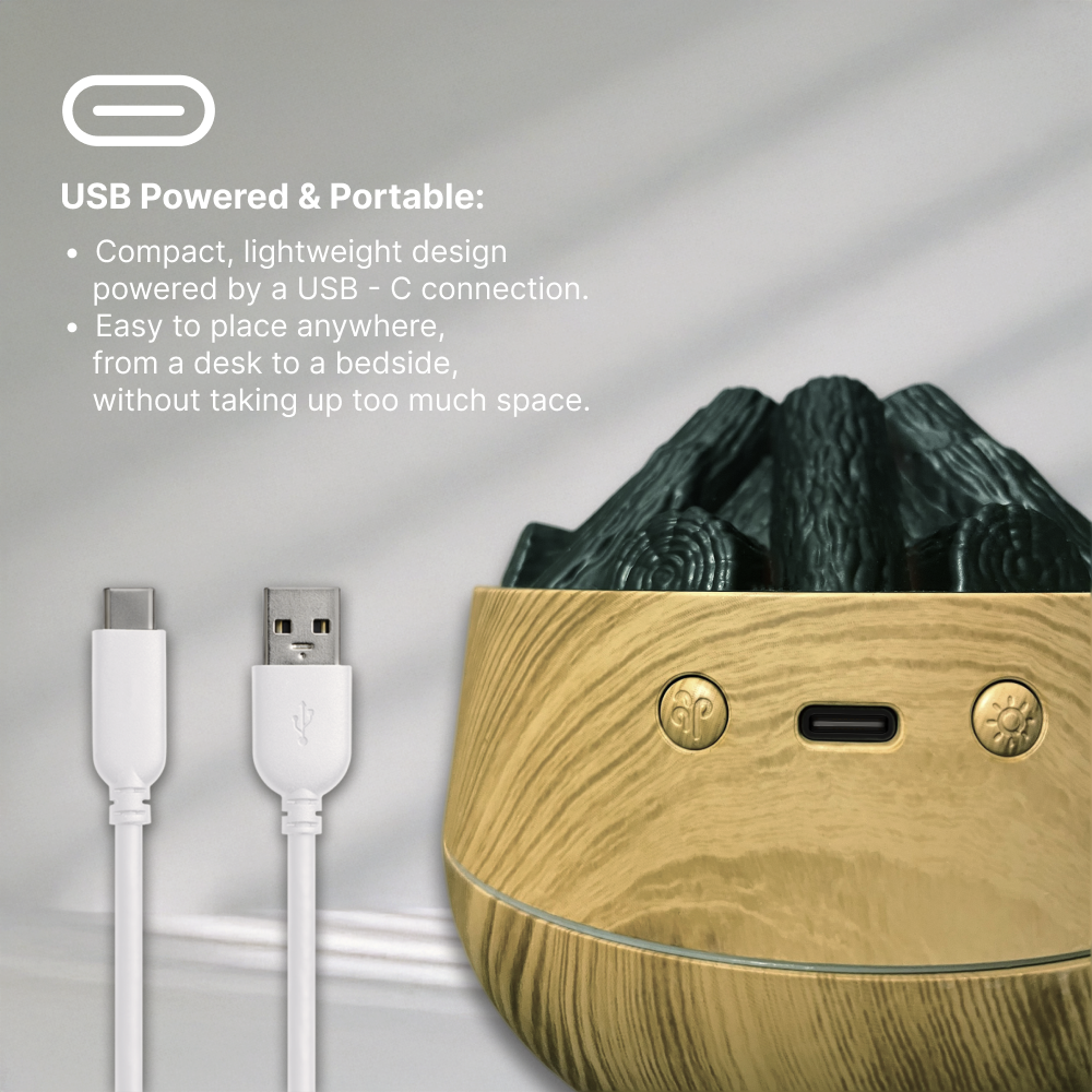 Portable Charcoal Humidifier - 300ML USB Desktop Humidifier for Home & Office