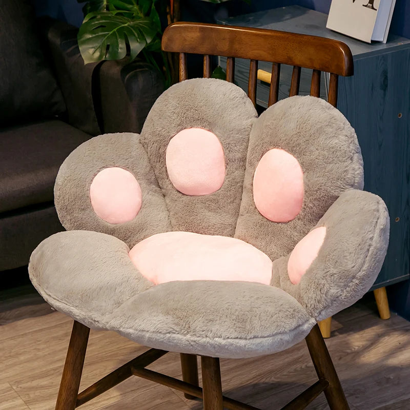 Bear Paw Plush Cushion – Cartoon Stuffed Animal Seat Pillow for Girls’ Home Decor