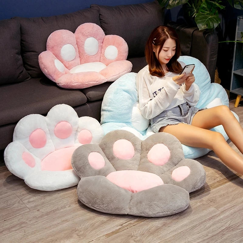 Bear Paw Plush Cushion – Cartoon Stuffed Animal Seat Pillow for Girls’ Home Decor