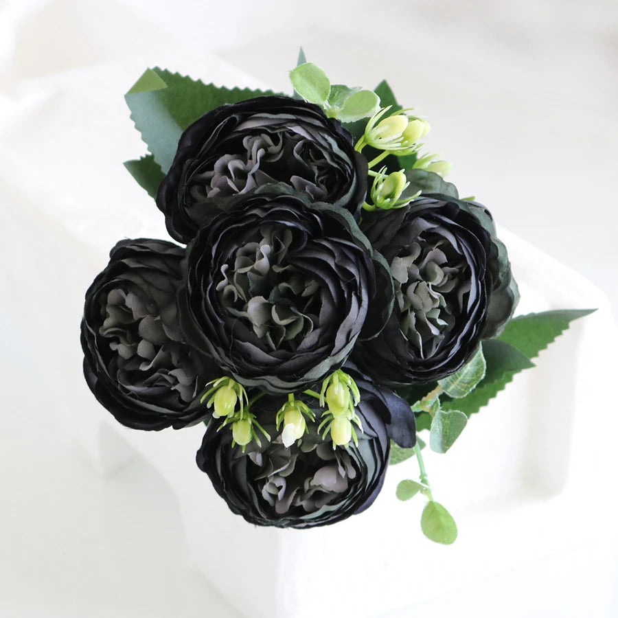 Artificial Peony Bouquet with Silk Roses – Decorative Faux Flowers for Home, Garden, and Wedding Decor