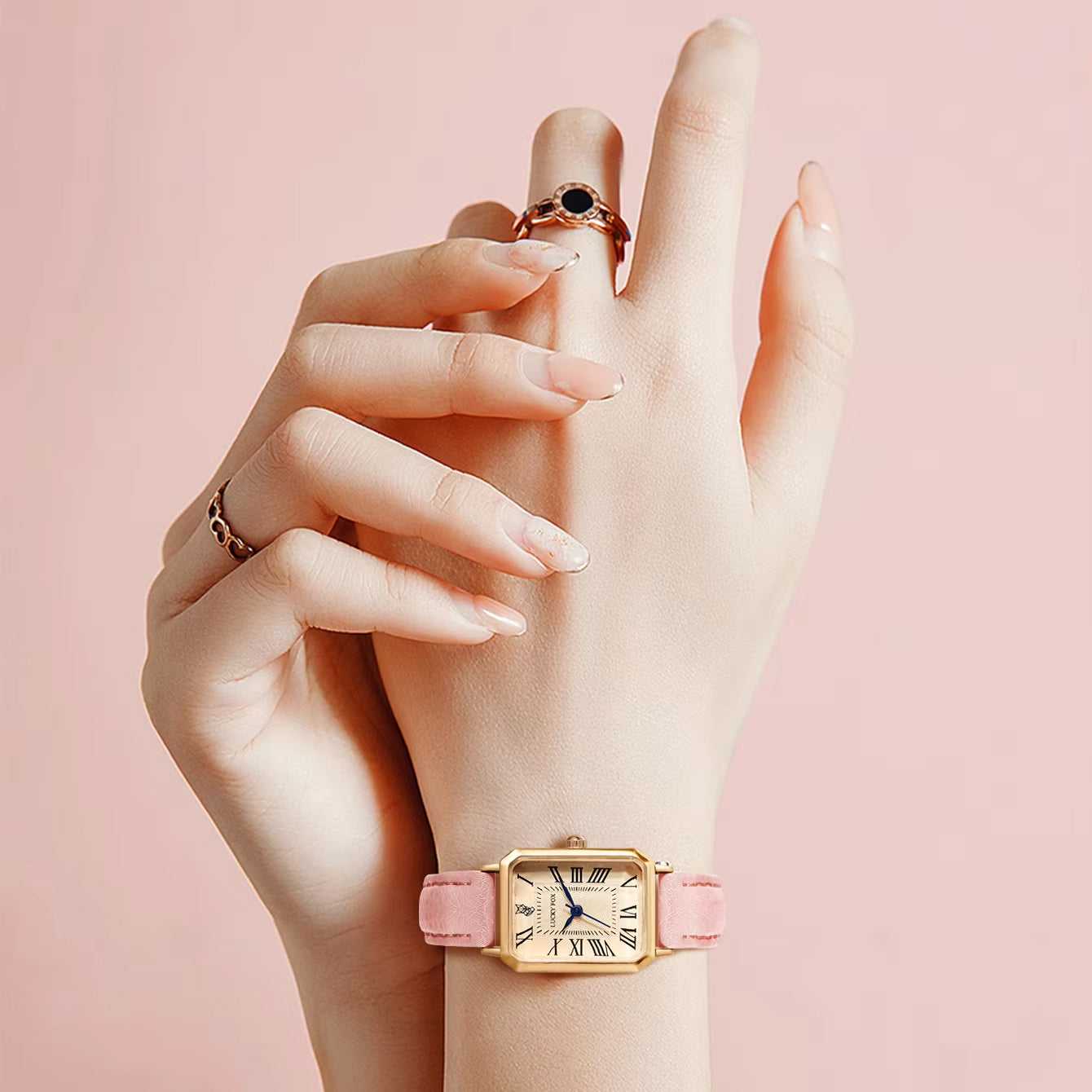 Retro Square Leather Strap Quartz Watch – Casual Roman Numeral Dial Wristwatch for Women