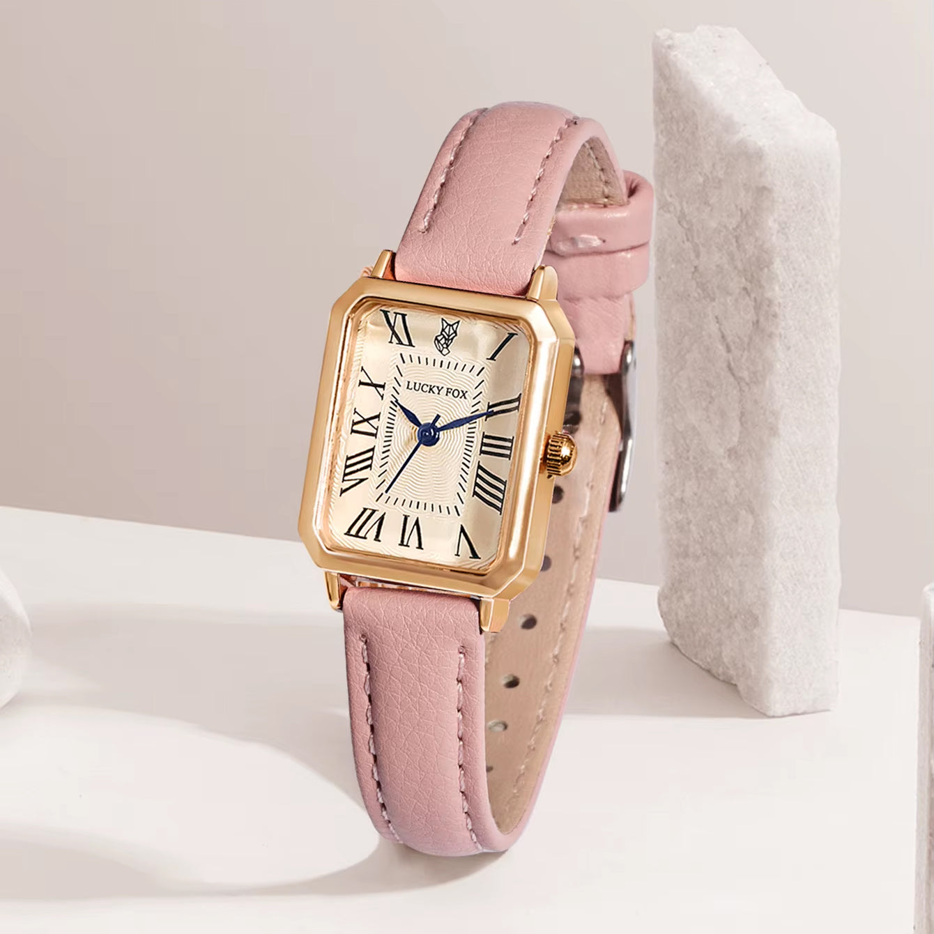 Retro Square Leather Strap Quartz Watch – Casual Roman Numeral Dial Wristwatch for Women