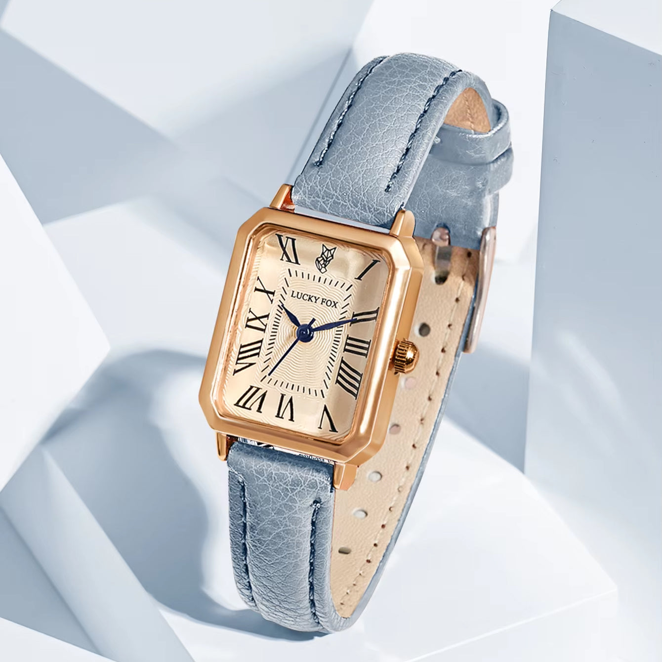 Retro Square Leather Strap Quartz Watch – Casual Roman Numeral Dial Wristwatch for Women