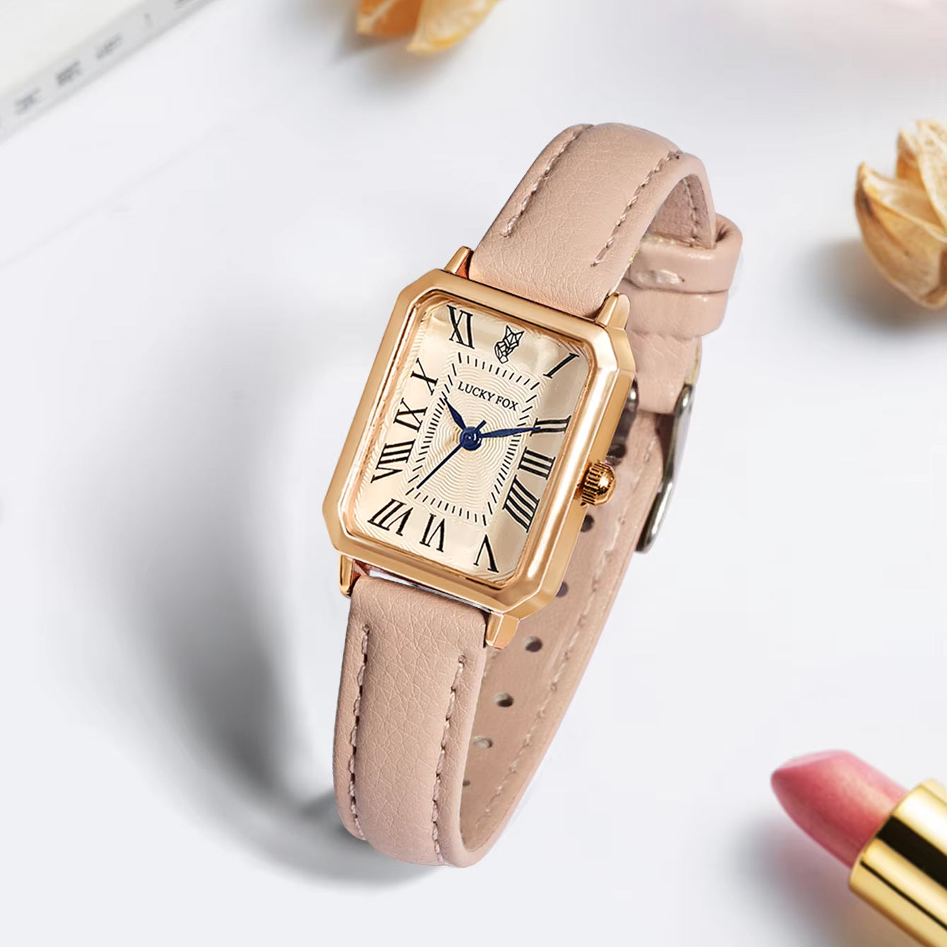 Retro Square Leather Strap Quartz Watch – Casual Roman Numeral Dial Wristwatch for Women