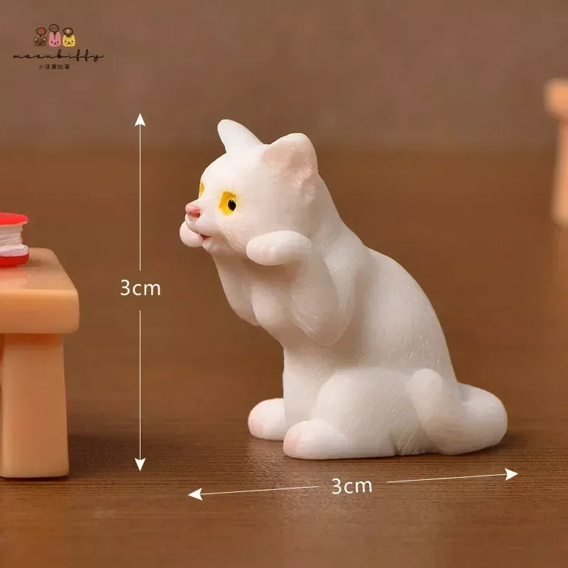 Resin Cat Ornaments – Miniature Kitten Figurines for Fairy Garden, Dollhouse, and DIY Home Decor