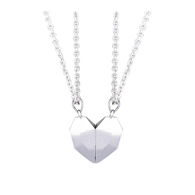 Magnetic Heart Electrocardiogram Pendant Necklace – Stainless Steel Couple Necklace Valentine's Day Gift