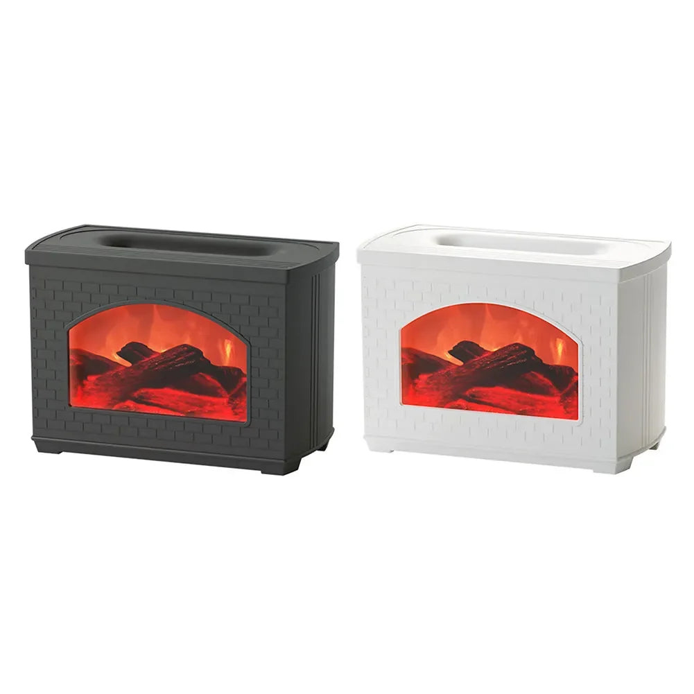 Flame Effect Fireplace Humidifier – Portable Tabletop USB Aroma Diffuser with 270ml Water Tank
