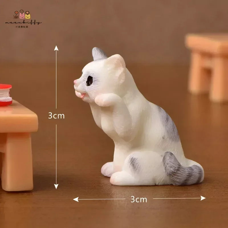 Resin Cat Ornaments – Miniature Kitten Figurines for Fairy Garden, Dollhouse, and DIY Home Decor