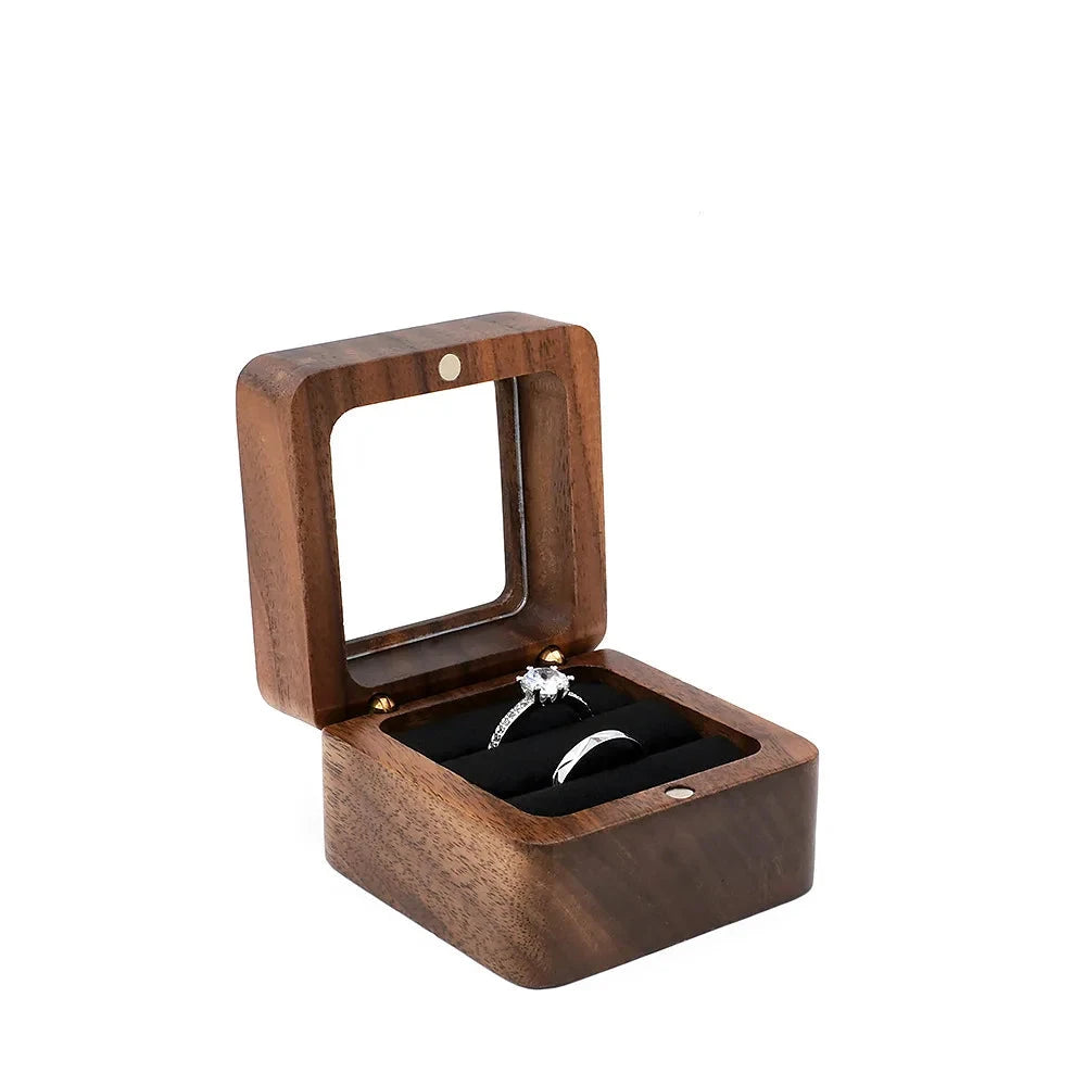 Wooden Jewelry Box - Engagement Ring Necklace Earrings Pendant Organizer