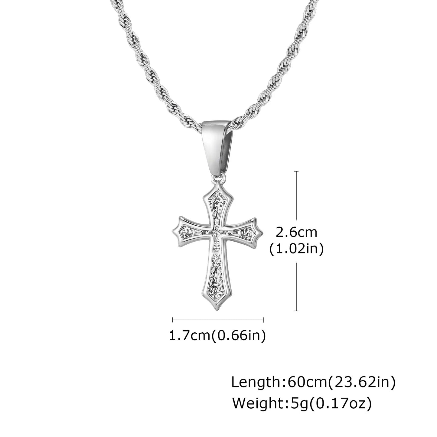 Cross Pendant Necklace for Men & Women – Stainless Steel Choker with Box Chain, Christian Jewelry Gift