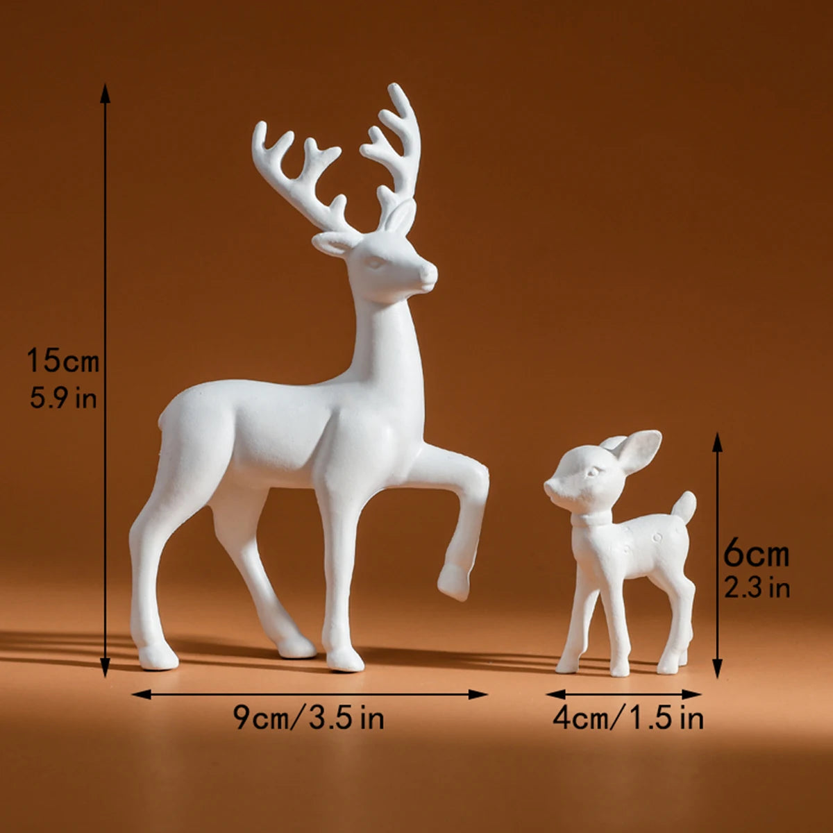 Set of 2 Mother Deer and Fawn Figurines – Cute Kids Room Decor Sculptures for Christmas & Home Decoration