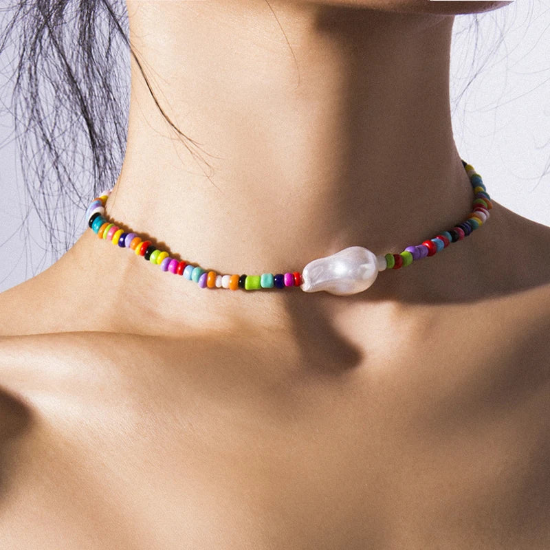 Bohemian Multilayer Handmade Beads Chain Necklace – Colorful Crystal Pendant with Tassels for Women