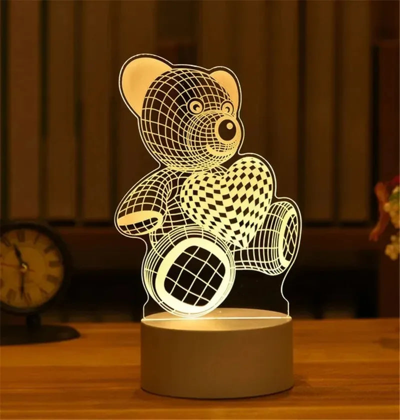 Romantic Love 3D Acrylic LED Lamp – Night Light for Home, Valentine’s Day Decor
