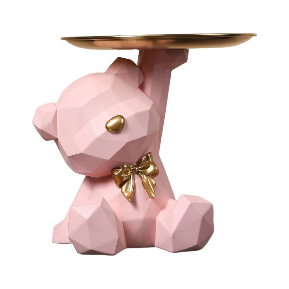 Geometric Bear Key Holder Figurine – Resin Storage Box for Home and Office Decor