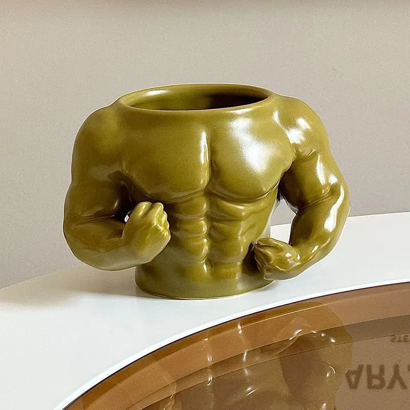 Macho Muscle Ceramic Mug – Funny Pectoral Design Coffee Cup, Ideal Gift for Gym Enthusiasts and Trainers
