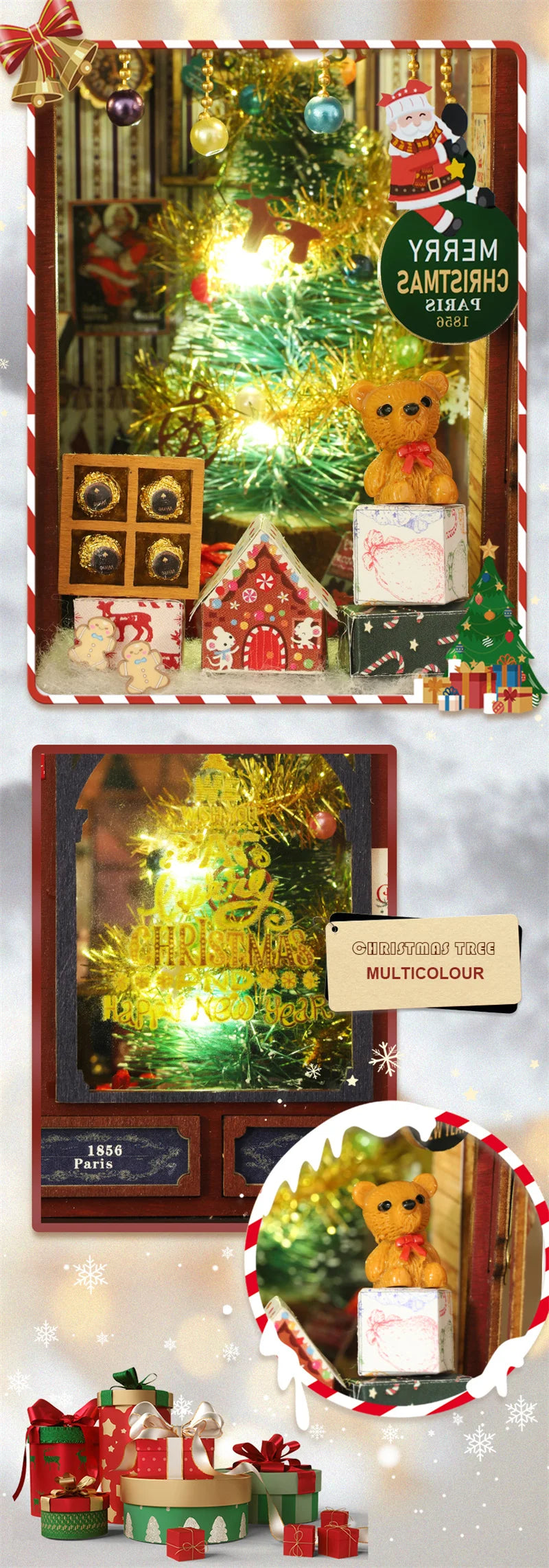 Kit de maison de poupée miniature de Noël au pays des merveilles