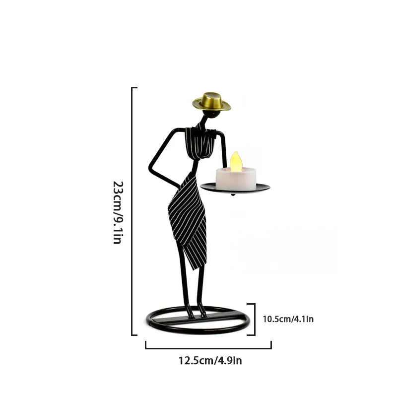 Waiter Iron Candle Holder – Creative European-Style Table Centerpiece Candlestick