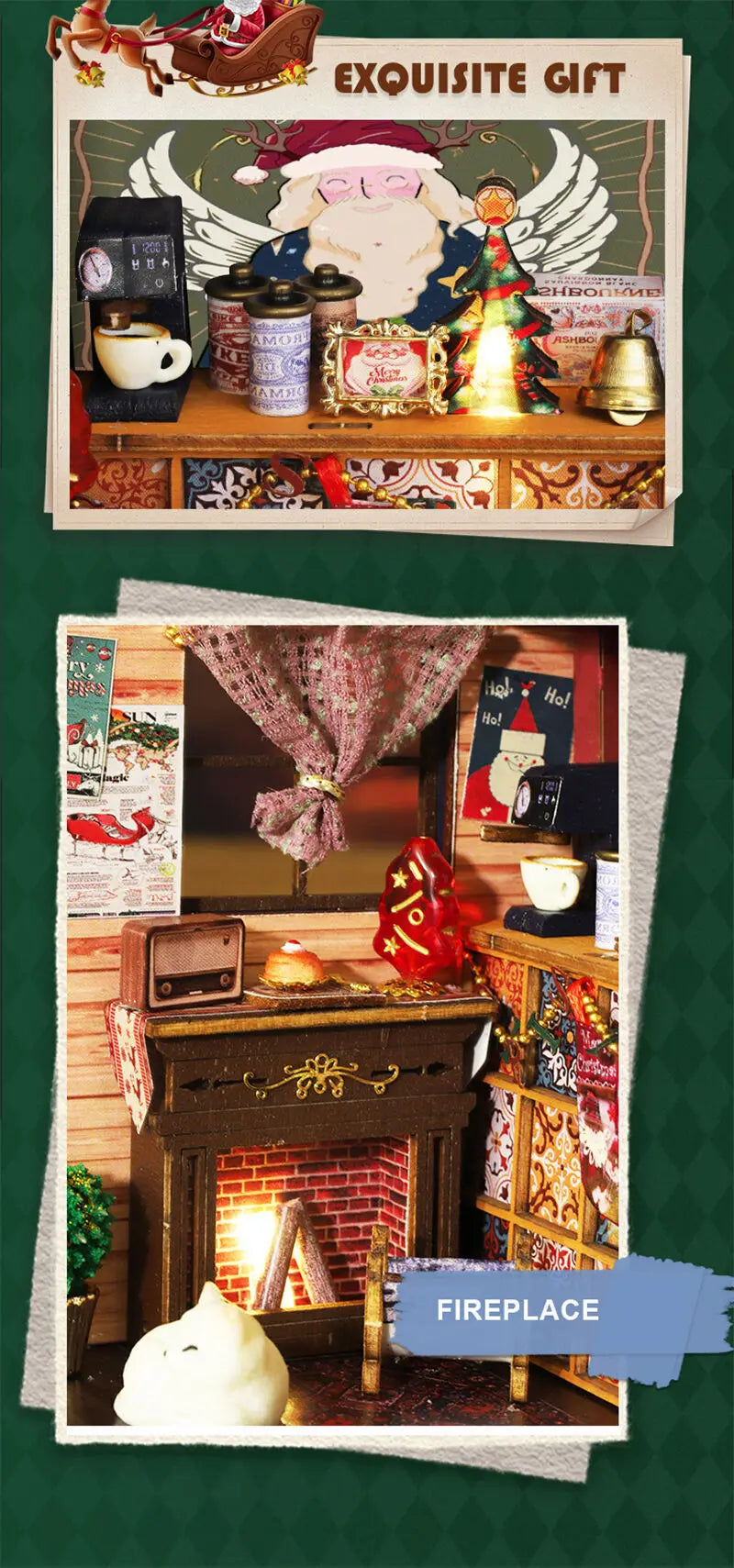Kit de maison de poupée miniature de Noël au pays des merveilles