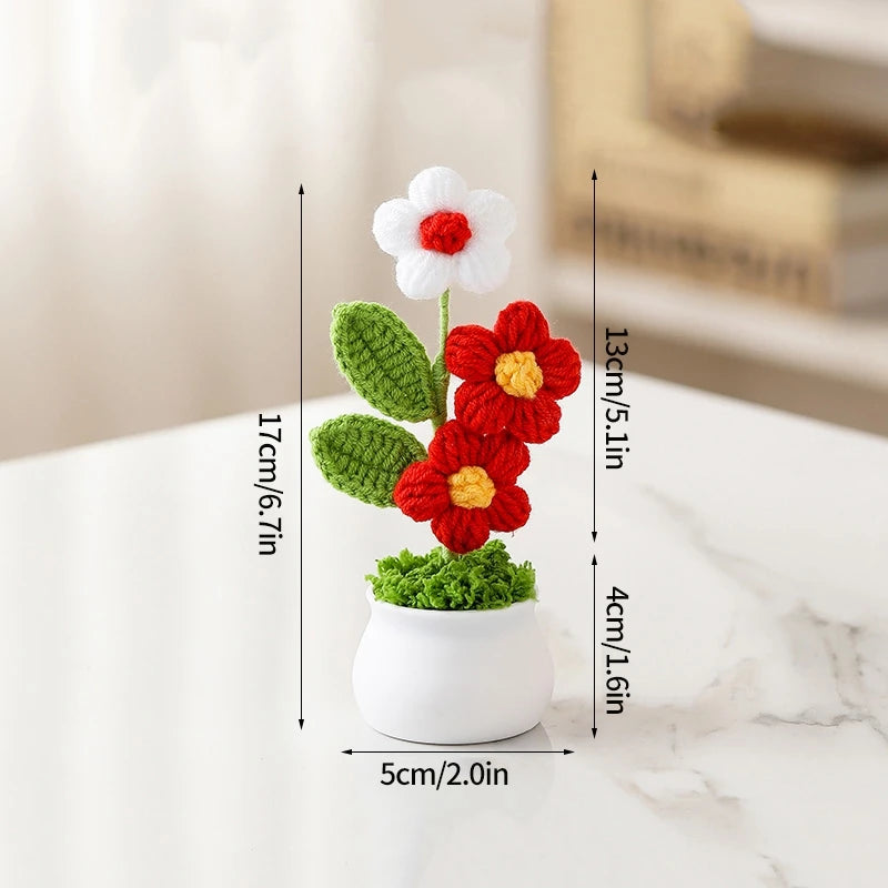 Hand-Knitted Flower Bouquet Crochet Flower - Home Decoration