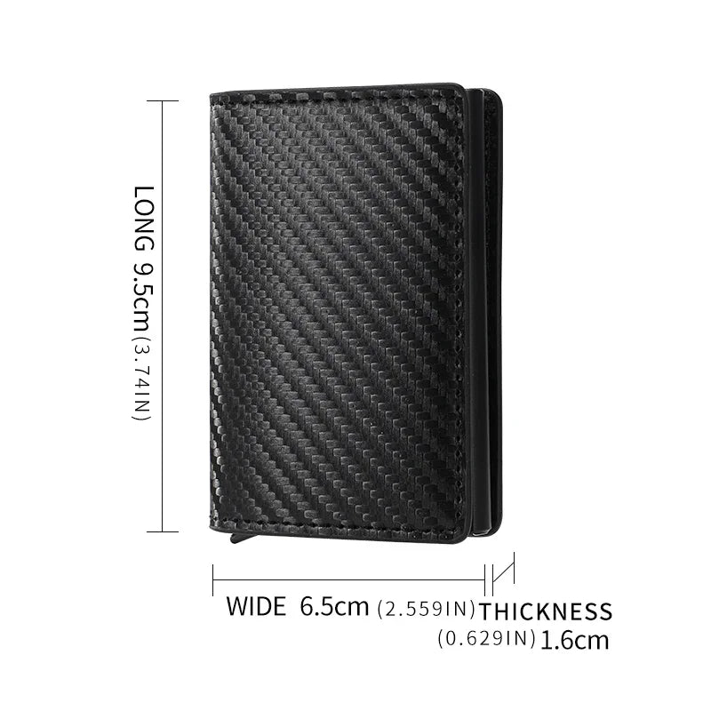Premium Carbon Fiber RFID Credit Card Holder Wallet – Slim Minimalist Pop-Up Design for Men, Metal RFID Protection, Stylish Black Wallet