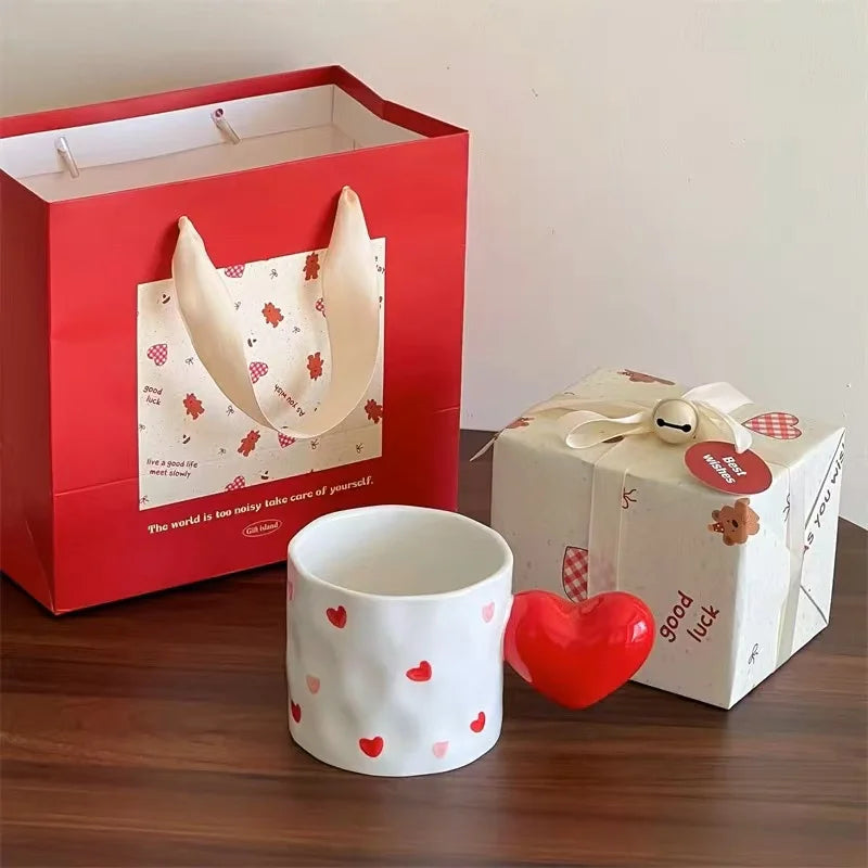 Handmade Pink Bow Ceramic Mug – 350ml Irregular Artistic Coffee Cup, Cute Gift Water Cup for Women