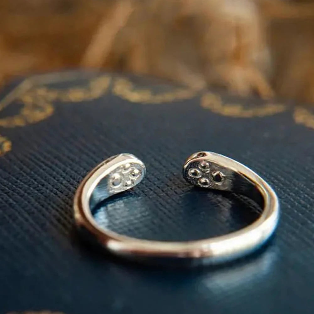 Cat and Puppy Paw Print Open Ring