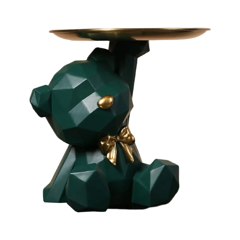 Geometric Bear Key Holder Figurine – Resin Storage Box for Home and Office Decor