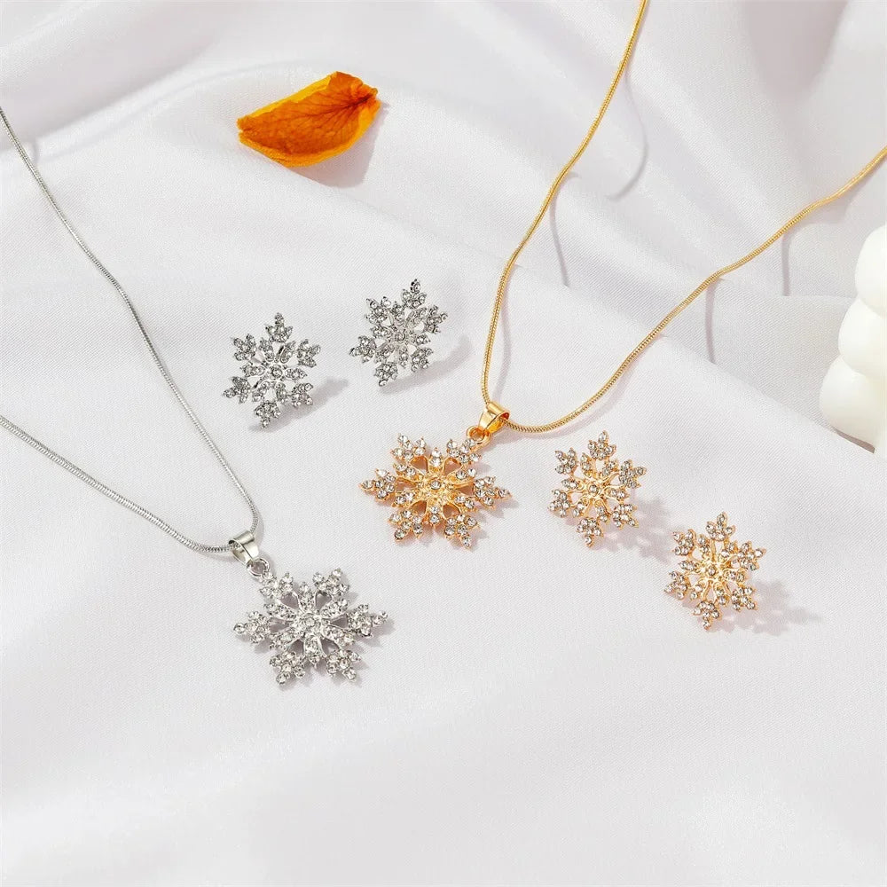 3-piece Snowflake Necklace Earrings for Women