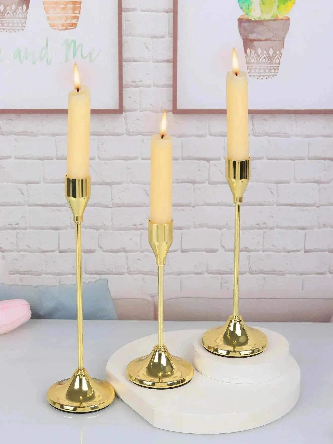3Pcs European-Style Metal Candle Holder Set – Elegant Table Candlesticks