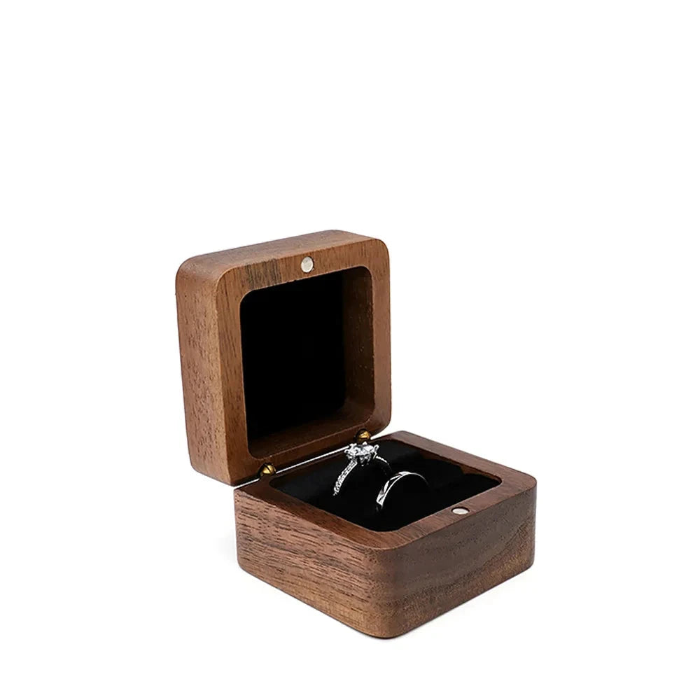 Wooden Jewelry Box - Engagement Ring Necklace Earrings Pendant Organizer