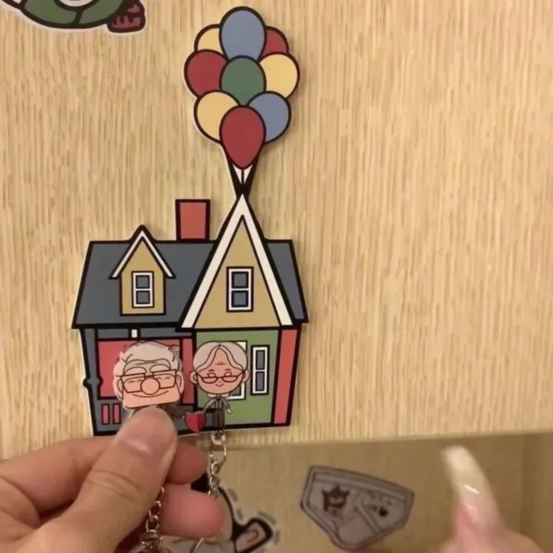 Wall-Mounted Key Holder with Couple Keychains – "Up" Movie-Inspired Jigsaw Key Ring Hanger, Perfect Christmas Gift