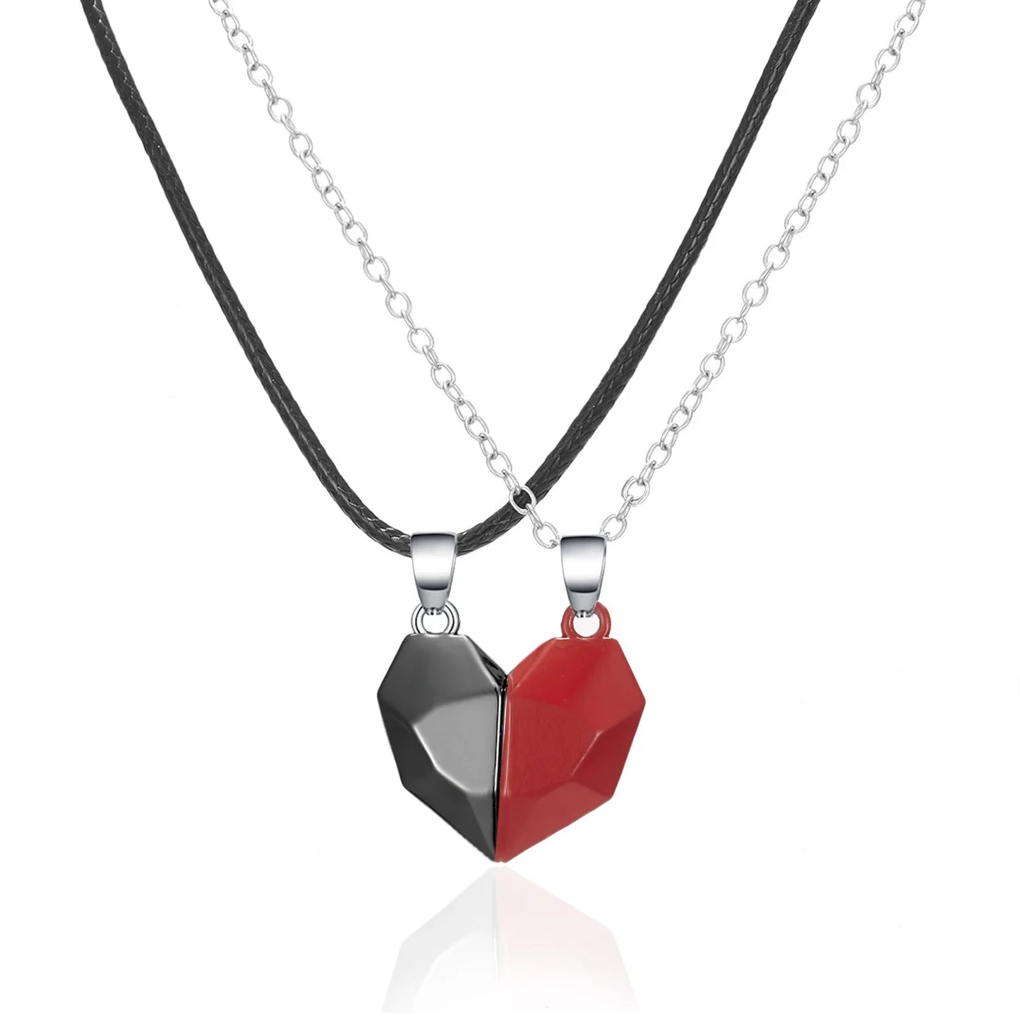 Magnetic Heart Electrocardiogram Pendant Necklace – Stainless Steel Couple Necklace Valentine's Day Gift