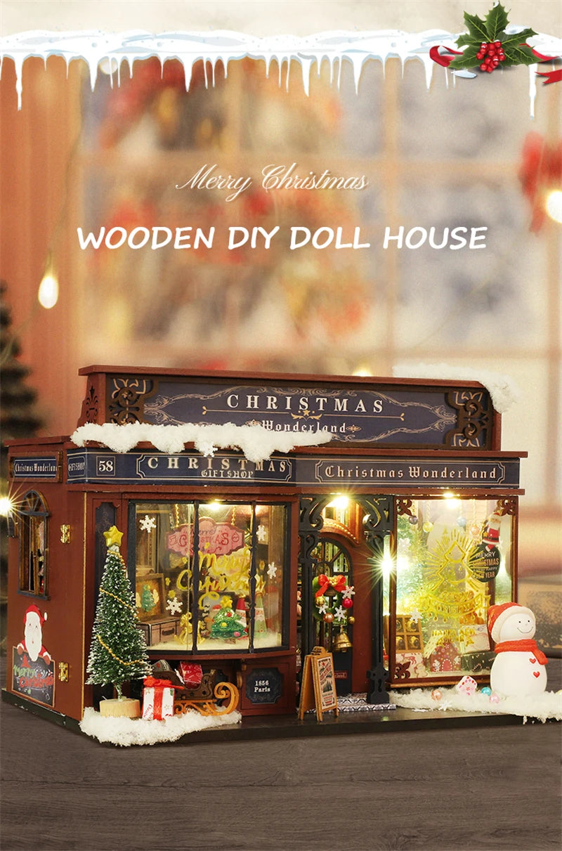 Kit de maison de poupée miniature de Noël au pays des merveilles