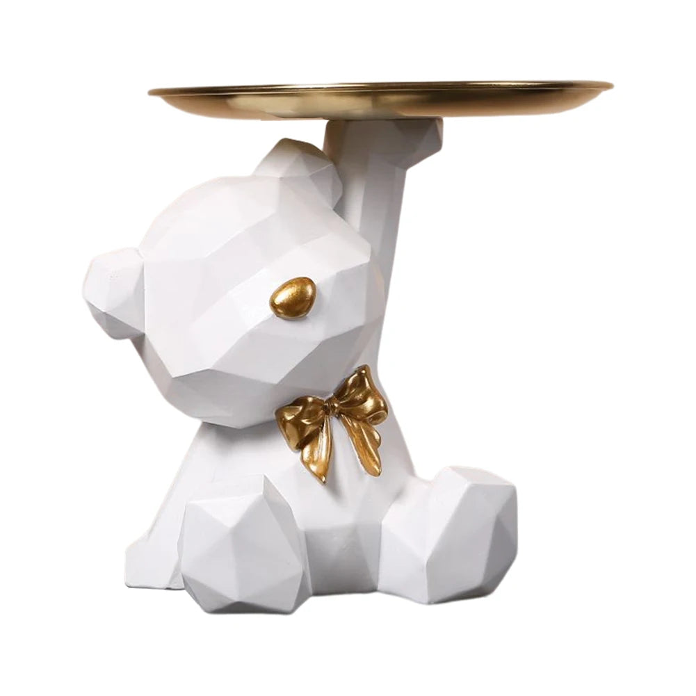 Geometric Bear Key Holder Figurine – Resin Storage Box for Home and Office Decor