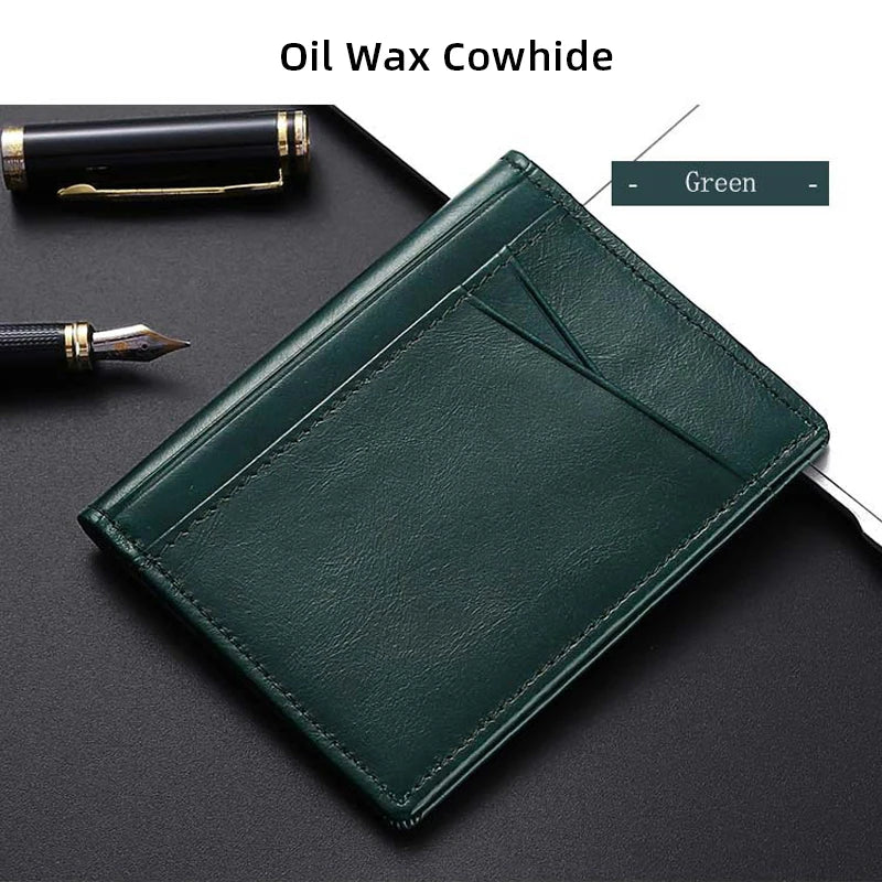 Super Slim Genuine Leather Credit Card Holder Wallet – Minimalist Small Card Organizer for Men