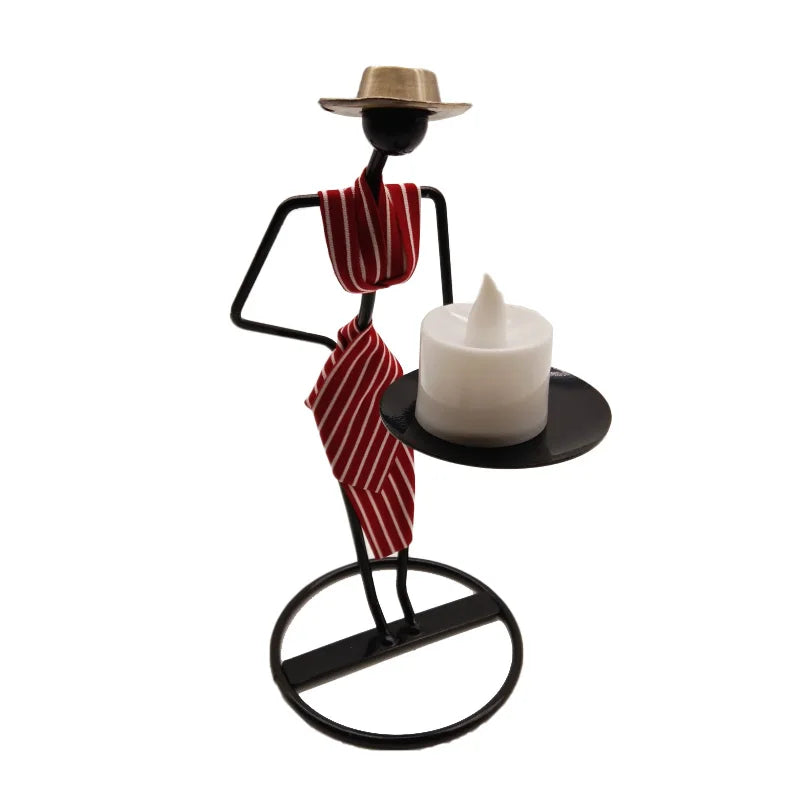 Waiter Iron Candle Holder – Creative European-Style Table Centerpiece Candlestick