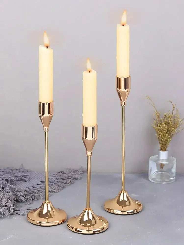 3Pcs European-Style Metal Candle Holder Set – Elegant Table Candlesticks