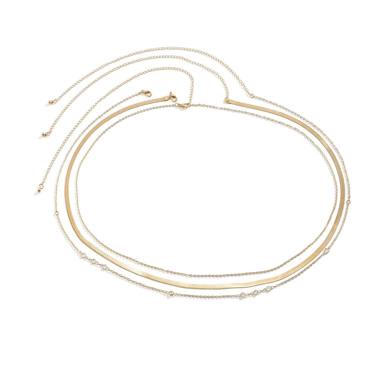 3pcs/set Crystal Chain Belly Waist Chain for Women
