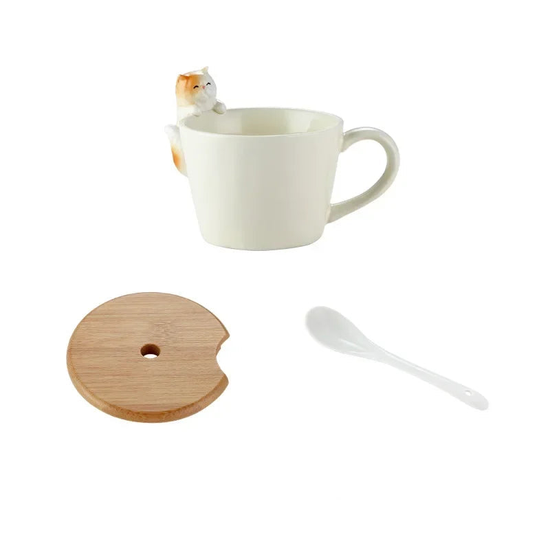 Cute Dog & Cat Ceramic Mug – 350ml Porcelain Milk Cup, Kids Water Cup, Couple Coffee Mug, Birthday Gift, Home Decoration