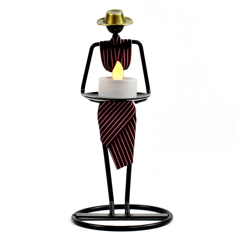 Waiter Iron Candle Holder – Creative European-Style Table Centerpiece Candlestick