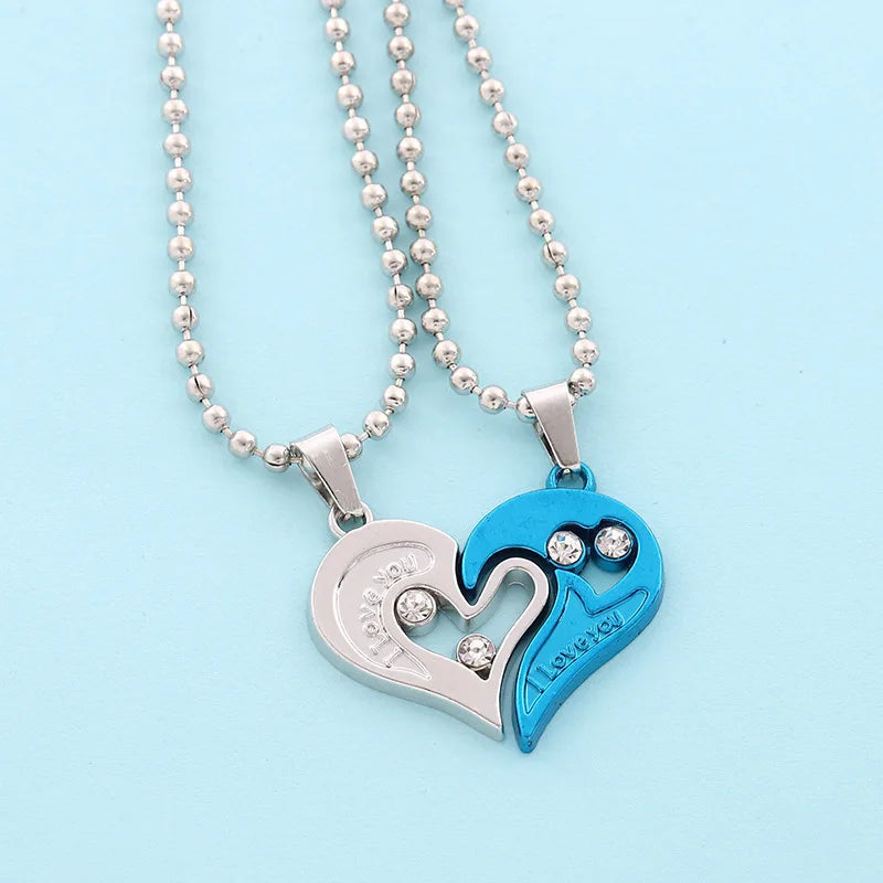 Magnetic Heart Electrocardiogram Pendant Necklace – Stainless Steel Couple Necklace Valentine's Day Gift
