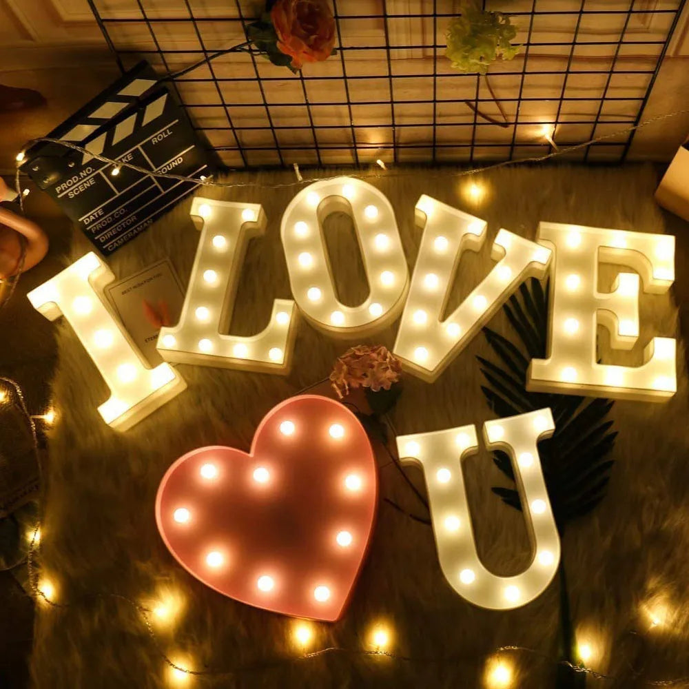 Luminous Alphabet & Number LED Lamp – Decorative Night Light for Birthdays, Weddings, Valentine’s Day, and Parties