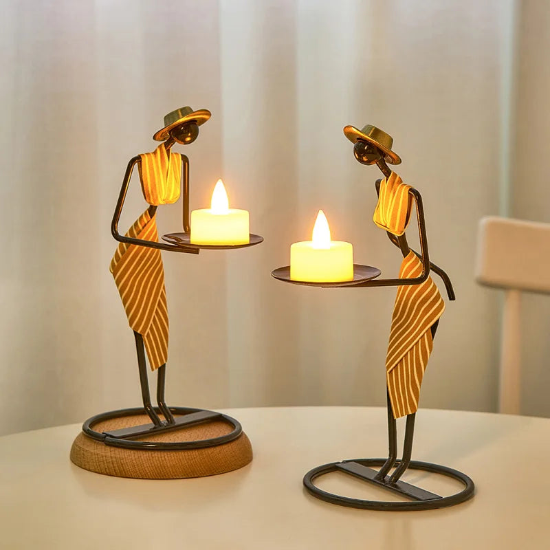 Waiter Iron Candle Holder – Creative European-Style Table Centerpiece Candlestick