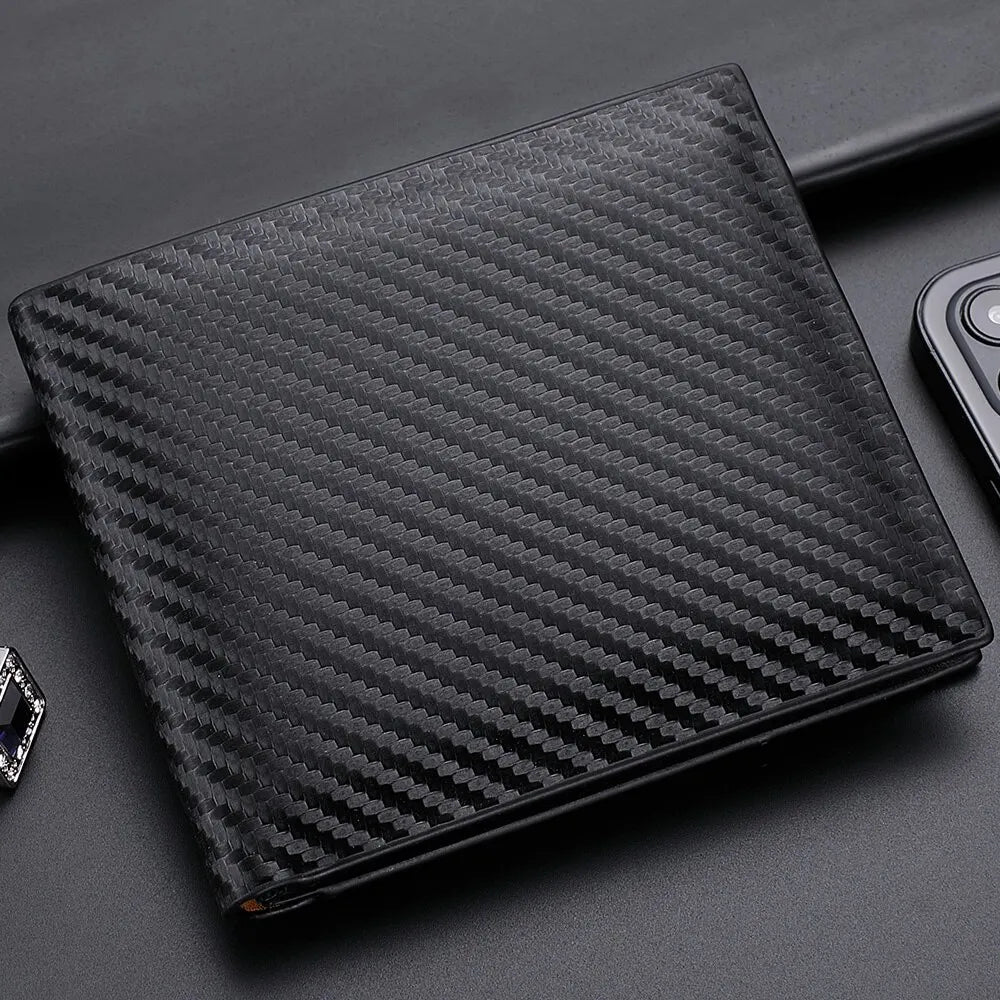 CarbonEdge Compact Wallet – Sleek Carbon Fiber Men’s Card Holder with Zipper and Photo Slot