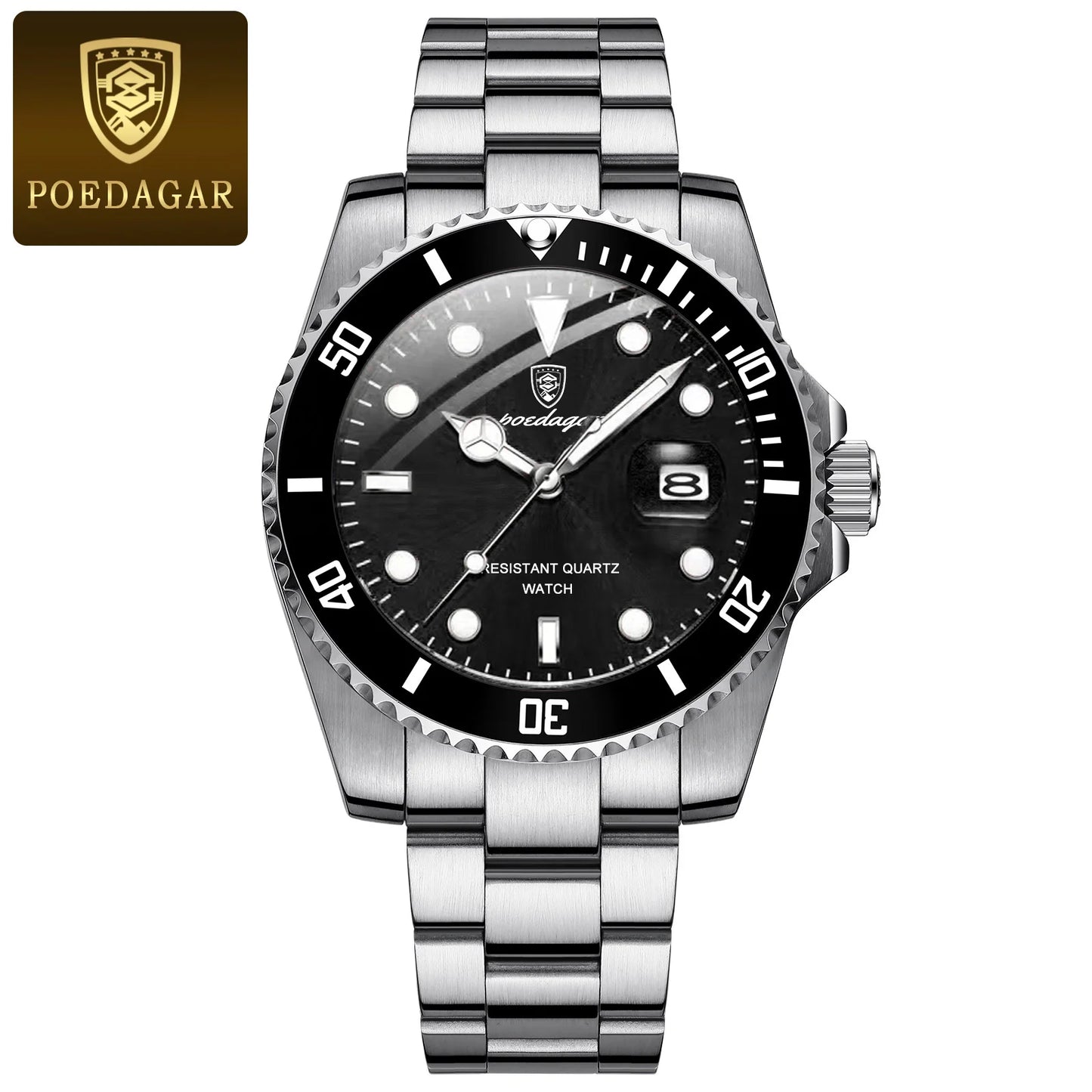 POEDAGAR Luxury Men Watch Casual Waterproof Luminous Date Men's Quartz Wristwatch High Quality Stainless Steel Man Watches Reloj
