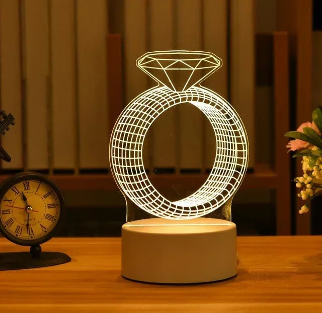 Romantic Love 3D Acrylic LED Lamp – Night Light for Home, Valentine’s Day Decor