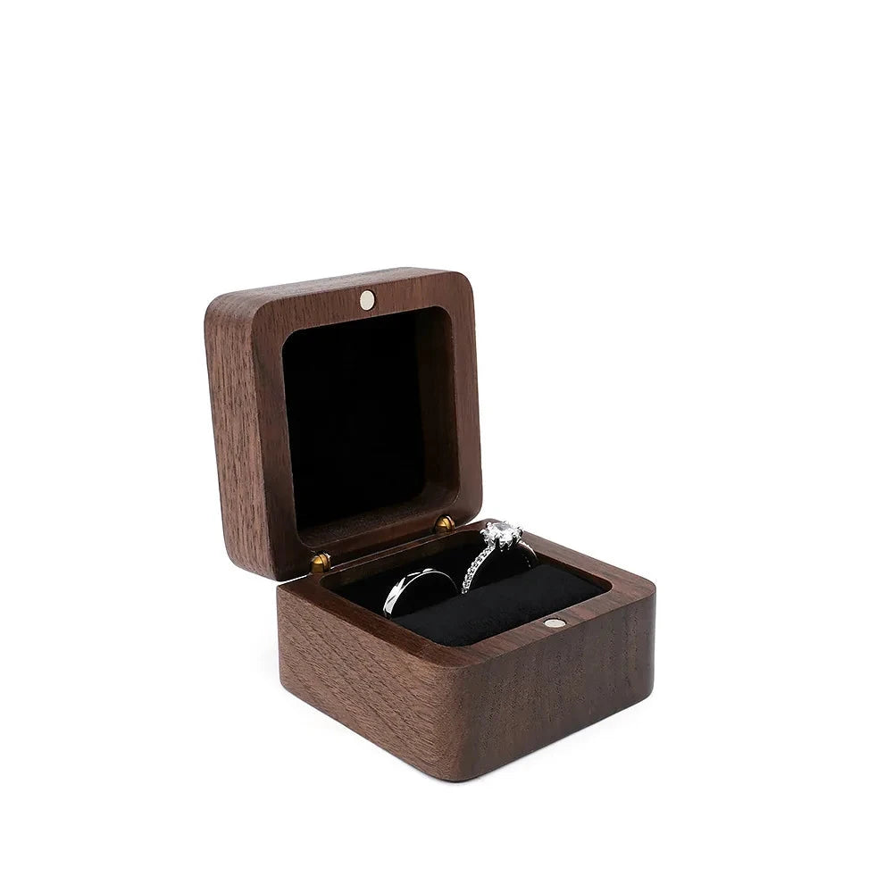 Wooden Jewelry Box - Engagement Ring Necklace Earrings Pendant Organizer