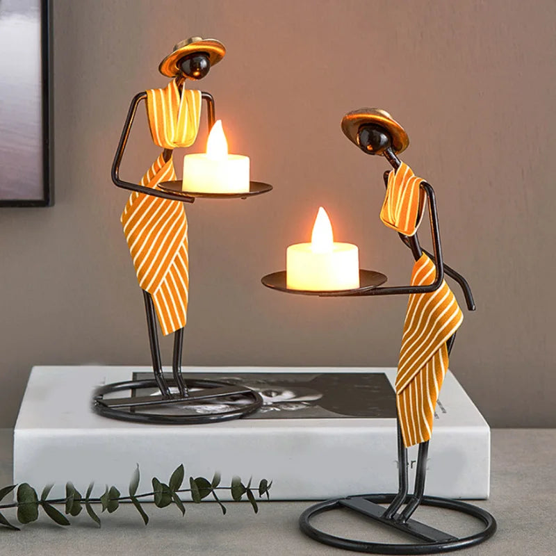 Waiter Iron Candle Holder – Creative European-Style Table Centerpiece Candlestick